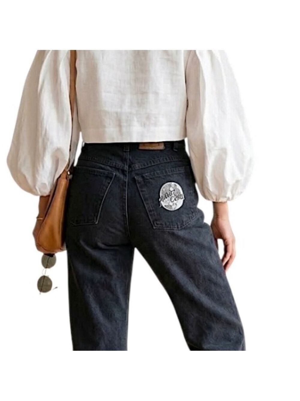 Vtg 80s 90s Cobra Jeans globe logo cotton denim black straight ankle jeans 30